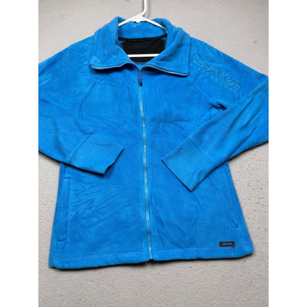 Calvin Klein Performance Fleece Jacket Polyester Blue Small Womens